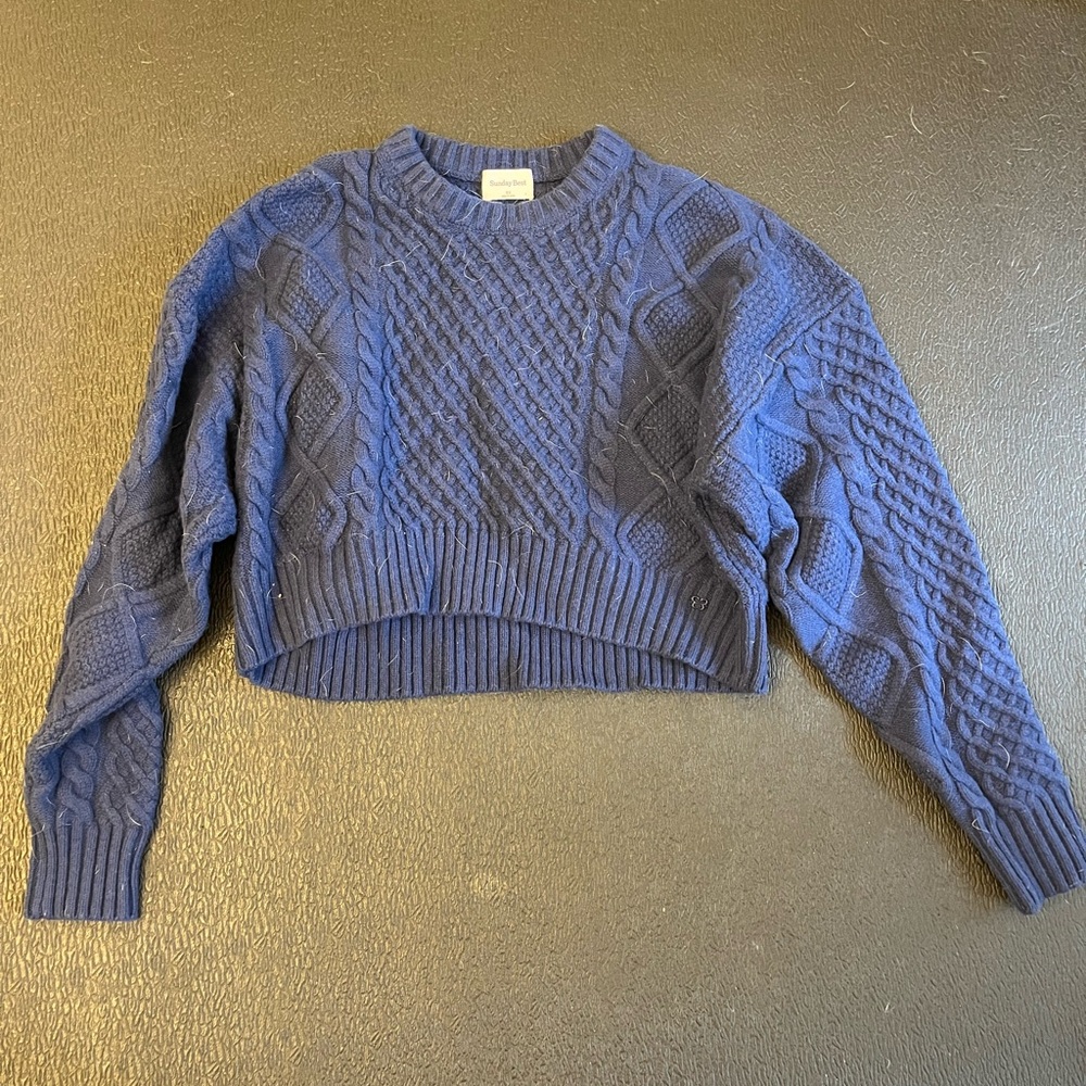 Sunday Best - Cropped Cable Knit Sweater - XS